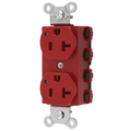 Hubbell Wiring Device-Kellems Straight Blade Devices, Receptacles, Duplex, SNAPConnect, LED Indicator, 20A 125V, 2-Pole 3-Wire Grounding, 5-20R, Nylon, Red SNAP5362RL